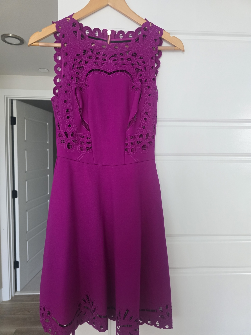 Ted Baker London Magenta Eyelet Lace Fit & Flare Dress